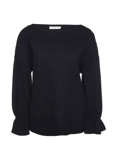 Pre-owned Sandro Balloon-sleeve Top In Black