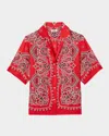 Sandro Silk Bandana Print Shirt In Red / White