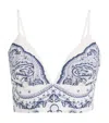 Sandro Womens Naturels Bandana-print V-neck Cropped Linen-blend Crop Top In Beige