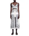 Sandro Womens Naturels Bandana-print V-neck Cropped Linen-blend Crop Top In White Blu