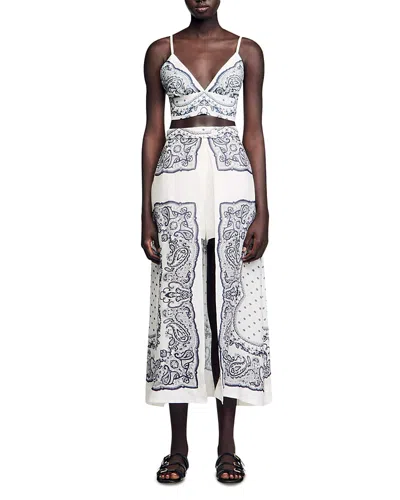SANDRO BANDANA PRINT CROP TOP
