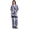 Sandro Bandana-print Floaty Trousers In Blue