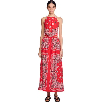 SANDRO SANDRO BANDANA-PRINT MAXI DRESS