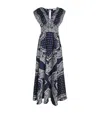 Sandro Womens Bleus Graphic-print Tie-front Woven Maxi Dress In Blue