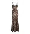 Sandro Womens  Bandana-print Sleeveless Satin Maxi Dress In Brown