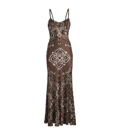 SANDRO BANDANA PRINT MAXI DRESS