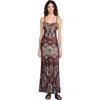 Sandro Womens  Bandana-print Sleeveless Satin Maxi Dress In Brown/black