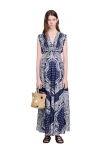 Sandro Womens Bleus Graphic-print Tie-front Woven Maxi Dress In Blue