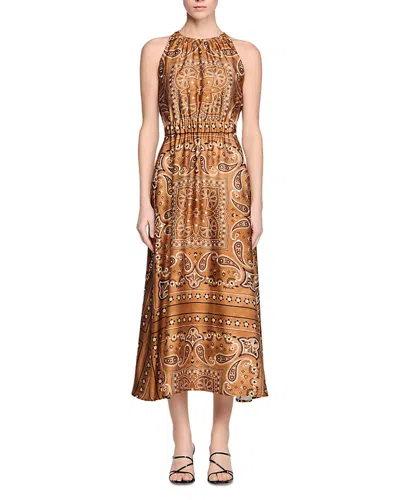 Sandro Bandana Print Maxi Dress In Multi
