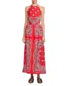 Sandro Womens Rouges Bandana-print Halterneck Cotton Maxi Dress In Red/white