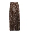 Sandro Womens Bruns Bandana-pattern Pleated Woven Maxi Skirt In Brown