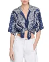Sandro Bandana-print Floaty Trousers In Blue/white