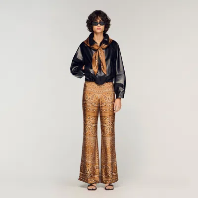 Sandro Bandana-print Flowy Trousers In Multi