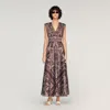 Sandro Paisley-pattern Maxi Dress In Brown