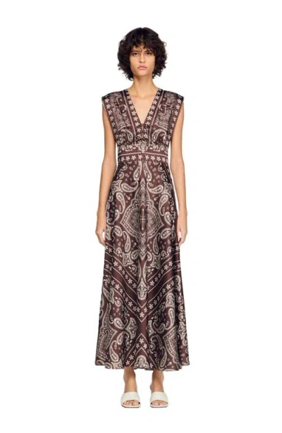 Sandro Bandana-print Maxi Dress In Multi