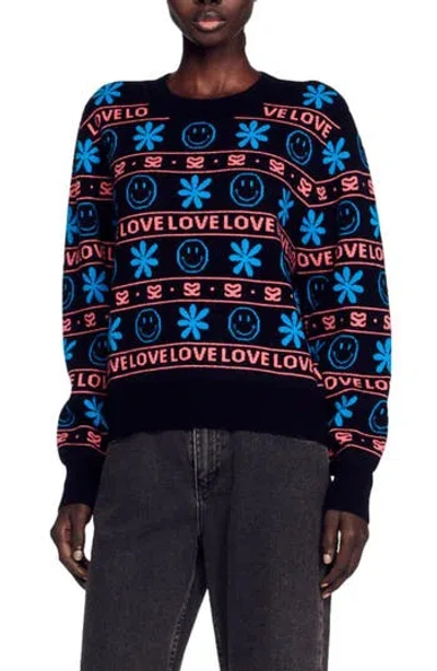 Sandro Barnabe Wool & Cashmere Sweater In Black