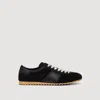 Sandro Baskets Basses En Cuir Et Suède In Black