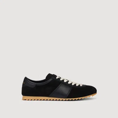Sandro Baskets Basses En Cuir Et Suède In Black