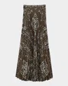Sandro Womens Bruns Bandana-pattern Pleated Woven Maxi Skirt In Brown / Black