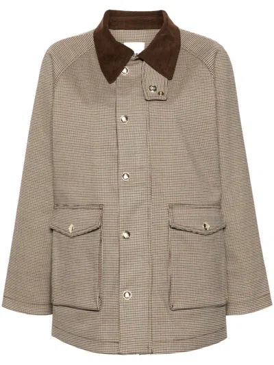 Sandro Bastille Herringbone Jacket In Brown