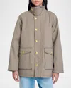 Sandro Check Coat With Velvet Collar In Brown