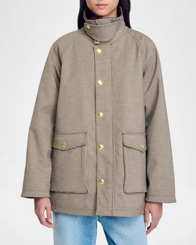 SANDRO BASTILLE HOUNDSTOOTH UTILITY JACKET