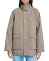 Sandro Check Coat With Velvet Collar In Brown