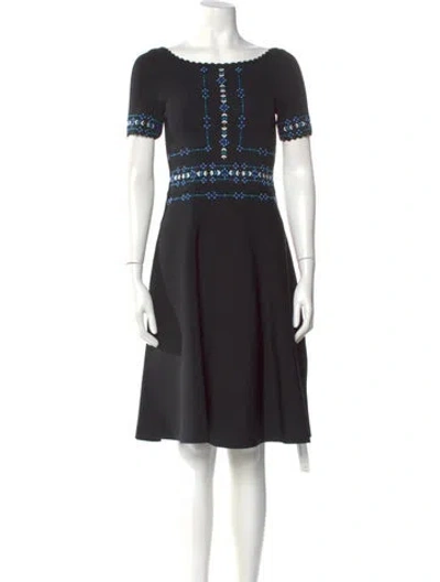 Pre-owned Sandro Bateau Neckline Knee-length Dress In Black