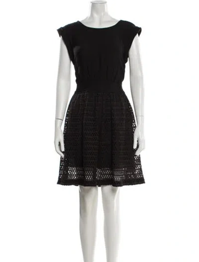 Pre-owned Sandro Bateau Neckline Knee-length Dress In Black