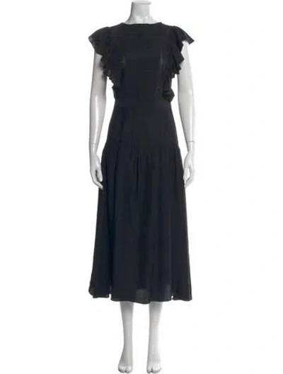 Pre-owned Sandro Bateau Neckline Long Dress In Black
