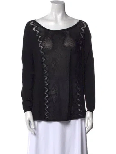 Pre-owned Sandro Bateau Neckline Long Sleeve Sweatshirt In Black