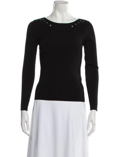 Pre-owned Sandro Bateau Neckline Long Sleeve Top In Black