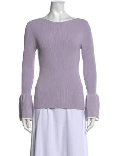 Pre-owned Sandro Bateau Neckline Long Sleeve Top In Purple