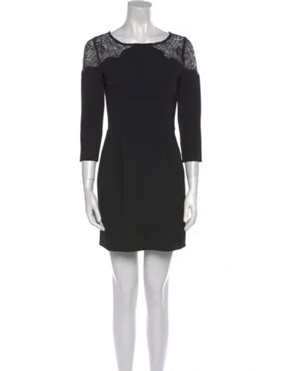 Pre-owned Sandro Bateau Neckline Mini Dress In Black