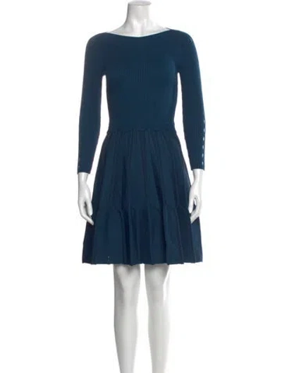 Pre-owned Sandro Bateau Neckline Mini Dress In Blue