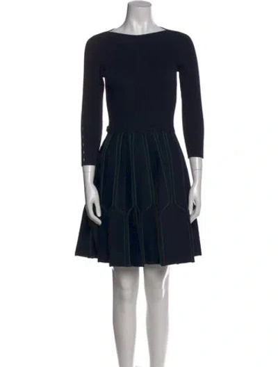 Pre-owned Sandro Bateau Neckline Mini Dress In Blue