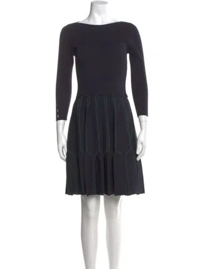 Pre-owned Sandro Bateau Neckline Mini Dress In Blue