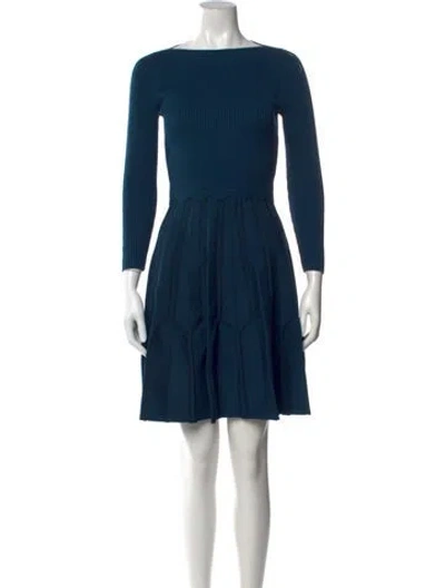 Pre-owned Sandro Bateau Neckline Mini Dress In Blue