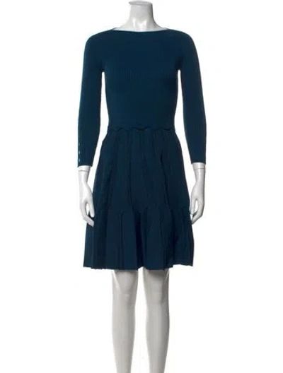Pre-owned Sandro Bateau Neckline Mini Dress In Blue
