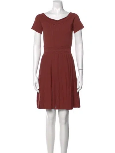 Pre-owned Sandro Bateau Neckline Mini Dress In Brown
