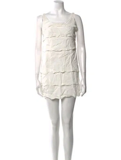 Pre-owned Sandro Bateau Neckline Mini Dress In Neutral