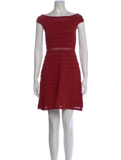 Pre-owned Sandro Bateau Neckline Mini Dress In Red
