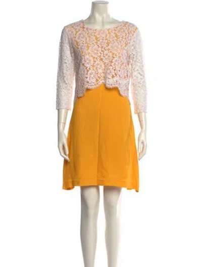 Pre-owned Sandro Bateau Neckline Mini Dress In Yellow