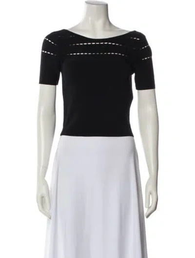 Pre-owned Sandro Bateau Neckline Short Sleeve Crop Top In White