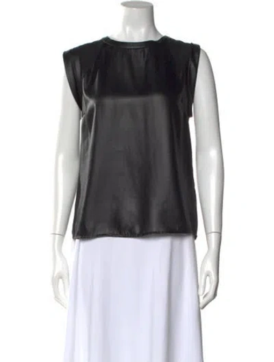 Pre-owned Sandro Bateau Neckline Sleeveless Blouse In Black