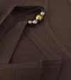 Sandro Bead-detail One-shoulder Bodysuit In Brown