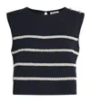 Sandro Bead-embellished Cropped Blouse In Blue