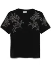 Sandro Cotton Bead-embellished T-shirt In Black