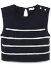 Sandro Bead-embellished Cropped Blouse In Blue