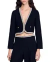 Sandro Cropped Tweed Jacket In Black